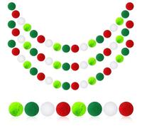 3 Piezas Guirnalda de Pompones de Colores, Guirnalda de Bolas de Fieltro con 90 Pompones, Pom Pom Garland, Guirnalda de Pompones de Navidad para Fiestas Navidad Cumpleaños Decoración