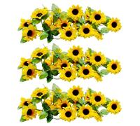 3 Piezas Guirnalda Girasol Decorativa 2,4M, Flores Artificiales para Valla de Jardín, Arco de Boda, Pared Interior o Balcón Colgante