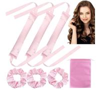 3 Piezas Heatless Hair Curlers,Rizador de Pelo Sin Calor,Rizador Pelo Sin Calor,Rizador Pelo Ondas Sin Calor con 3 Lazo Para El Cabello Y 1 Bolsa de Almacenamiento,para El Hogar y Fiestas (Rosa)