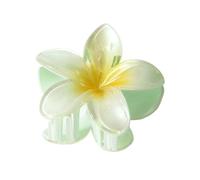 3 piezas hermosas y modernas de tamaño grande de 8 cm, flor de plumeria de 13 cm, pinza cuadrada mate, accesorios para el cabello para mujer (amarillo-verde)