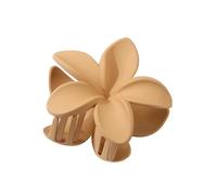 3 piezas hermosas y modernas de tamaño grande de 8 cm, flor de plumeria de 13 cm, pinza cuadrada mate, accesorios para el cabello para mujer (caqui esmerilado)