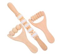 3 Piezas Herramienta Masajeadora de Rodillos de Madera, Tres | Uso en Casa y Oficina, Acabado Beige, Diseño Resistente, Masaje Suave, Trabajo Preciso en Puntos