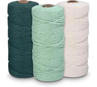 3 Piezas Hilo Macrame 2mm x 100m Cuerda Macrame de Algodón