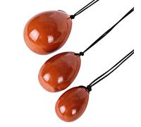 3 piezas Huevos de amor naturales perforados Jaspe rojo Piedra preciosa Yoni Huevos Kegel Ejercicio Cuidado de la salud Cristal -Red_jasper