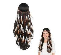 3 piezas Indio Diadema Hippie Tocados Diadema Pluma, Accesorios hippie mujer con tocado de plumas y pendientes largos, multicolor, talla única ajustable para festivales, disfraces y decoración bohemia