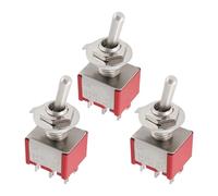 3 Piezas Interruptores Palanca de Guitarra 6 Pines ON-ON 3 A 250 V CA/5 A 125 V CA para Bajo Color Rojo