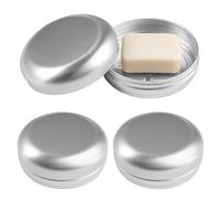 3 Piezas Jabonera de Viaje Redonda, Jabonera Baño de Aluminio con Orificios de Drenaje, Impermeable, Caja de Jabón Metalica para Champu Solido, Usar en Casa, de Viaje y en el Gimnasio