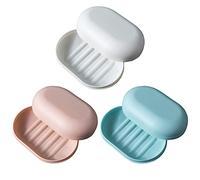 3 Piezas Jaboneras de Viaje con Tapa Jabonera de Ducha Portátil Impermeable y a Prueba de Fugas Caja de Jabón para Viajes, Baño, Campamento, al Aire Libre (3 Colores)