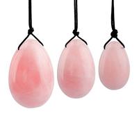 3 piezas Jade EI ioni EI Masaje piedra übung Huevos Healing Stone Piedras de masaje para las mujeres entrene Platillos Músculos Cono Ejercicio de cuarzo rosa/negro Obsidian/aventurina, color rosa