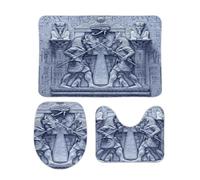 3 Piezas Juego De Alfombra De Baño Dioses del Antiguo Egipto Monocromos Alfombra En Forma De U Absorbentes por Encargo Pedestal Tapa Estera, para Dormitorio, Bathroom, Cocina