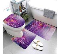 3 Piezas Juego De Alfombra De Baño Flower Llorona Morada Abstracta Juego De Alfombrillas De Baño Moda Imprimir Pedestal Tapa Estera, para Dormitorio, Cocina, Bathroom