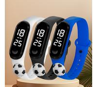 3 piezas/juego de relojes LED de para niños, niños y niñas, muñecos de fútbol, muñecos, pulseras , correa ajustable de PVC