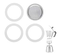 3 Piezas Juntas de Silicona Repuesto de Junta de Goma Juntas Toricas Silicona Recambio Con 1 Pieza Recambio de Filtro Repuestos de Cafetera Filtros de Cafe Para Cafeteras Express (6 Tazas)