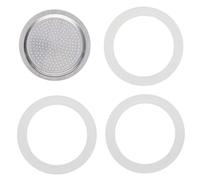 3 Piezas Juntas de Silicona, Repuesto de Junta de Goma, Juntas Toricas Silicona Recambio, Con 1 Pieza Recambio de Filtro, Repuestos de Cafetera, Filtros de Cafe, Para Cafeteras Express (6 Tazas)