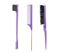3 Piezas Kit Peine Peinar Cabello, Cepillo Cardar Pelo, Peine de Cola con Punta, Cepillo de Doble Borde Peine, Cepillos de Peinar, para el Hogar, Salones, Peluqueros, Morado