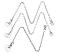 3 Piezas Larga Llavero Set, Plata Cadena de Eslabones con Mosquetón y Llavero, Llavero Cadena para Hombres y Mujeres, Cadena del Pantalón para Jeans Pantalones Bolsa Ropa Accesorio
