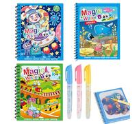 3 Piezas Libro Magico Agua, Libro de Dibujo de Agua Mágica Reutilizable, Magic Water Drawing Book, Libro Mágico para Colorear Niños, para Colorear Niños Colores Magicos Tablero de Pintura Regalo,verde