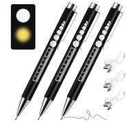3 Piezas Linterna de Boligrafo LED, Recargable Linterna Enfermera, Linterna Medica, Linterna LED con 2 Fuentes de Luz LED, Linterna Medica Bolígrafo, para Medicos Enfermeras, con Medidor