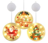 3 Piezas Luces De DecoracióN NavideñA,Luces Cortina Led Luz Colgante,Lámpara De Ventosa De Navidad,Luz LED para Ventana con Ventosa,Para BalcóN, Ventana, Pared, Escaparate, Boda, Fiesta (A)
