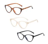 3 Piezas Luz Azul Bloqueo Gafas, Ojos Claros Moda Cat Eye Blue Screen Gafas Gafas De Lente Transparente Para Ordenador Gafas de Lectura Luz Azul Filtro Gafas para Mujeres Hombres Anti Glare Migraña