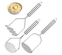 3 Piezas Machacador de Patatas Potato Masher de Acero Inoxidable Aplastador