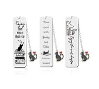 3 Piezas Marcapáginas Metal Gato Colgante Con Palabras - Regalos para Niñas y Accesorios de Lectura