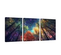 3 Piezas Marco de Madera Cuadros Decoracion Salon Modernos Árbol Lienzos Decorativos Grandes Cielo Estrellado Cuadros Decoración Dormitorios Posters para Pared Baño Restaurante Cocina 20x30cm U1-1057