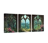 3 Piezas Marco de Madera Cuadros Decoracion Salon Modernos Árbol Lienzos Decorativos Grandes Flor Cuadros Decoración Dormitorios Posters para Pared Baño Restaurante Cocina Bar Oficina 20x30cm U1-1040