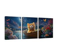 3 Piezas Marco de Madera Cuadros Decoracion Salon Modernos Cielo Estrellado Lienzos Decorativos Grandes Mariposa Cuadros Decoración Dormitorios Posters para Pared Baño Restaurante 40x60cm U1-1138