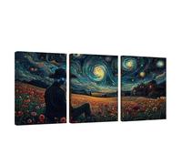 3 Piezas Marco de Madera Cuadros Decoracion Salon Modernos Cielo Estrellado Lienzos Decorativos Grandes Flor Cuadros Decoración Dormitorios Posters para Pared Baño Restaurante Cocina 50x70cm U1-1139