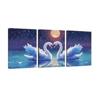 3 Piezas Marco de Madera Cuadros Decoracion Salon Modernos Cisne Lienzos Decorativos Grandes Cielo Estrellado Cuadros Decoración Dormitorios Posters para Pared Baño Restaurante Cocina 40x60cm U1-1079