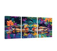 3 Piezas Marco de Madera Cuadros Decoracion Salon Modernos Color Lienzos Decorativos Grandes Animal Cuadros Decoración Dormitorios Posters para Pared Baño Restaurante Cocina Bar Oficina 50x75cm U1-28