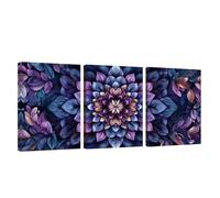 3 Piezas Marco de Madera Cuadros Decoracion Salon Modernos Flor Lienzos Decorativos Grandes Mandala Cuadros Decoración Dormitorios Posters para Pared Baño Restaurante Cocina Bar Oficina 30x50cm U1-428