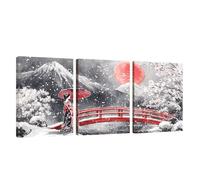 3 Piezas Marco de Madera Cuadros Decoracion Salon Modernos Invierno Lienzos Decorativos Grandes Japón Cuadros Decoración Dormitorios Posters para Pared Baño Restaurante Cocina Oficina 40x50cm U1-123