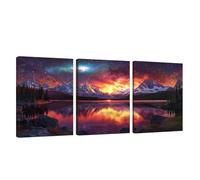 3 Piezas Marco de Madera Cuadros Decoracion Salon Modernos Montaña Lienzos Decorativos Grandes Cielo Estrellado Cuadros Decoración Dormitorios Posters para Pared Baño Restaurante Cocina 20x30cm U1-979