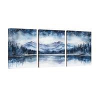3 Piezas Marco de Madera Cuadros Decoracion Salon Modernos Montaña Lienzos Decorativos Grandes Cielo Estrellado Cuadros Decoración Dormitorios Posters para Pared Baño Restaurante Cocina 40x50cm U1-978
