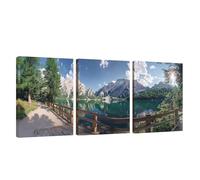 3 Piezas Marco de Madera Cuadros Decoracion Salon Modernos Montaña Lienzos Decorativos Grandes Océano Cuadros Decoración Dormitorios Posters para Pared Baño Restaurante Cocina Oficina 50x75cm U1-951