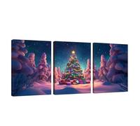 3 Piezas Marco de Madera Cuadros Decoracion Salon Modernos Navidad Lienzos Decorativos Grandes Cielo Estrellado Cuadros Decoración Dormitorios Posters para Pared Baño Restaurante 45x70cm U1-1015