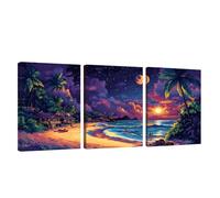 3 Piezas Marco de Madera Cuadros Decoracion Salon Modernos Océano Lienzos Decorativos Grandes Cielo Estrellado Cuadros Decoración Dormitorios Posters para Pared Baño Restaurante Cocina 20x30cm U1-259