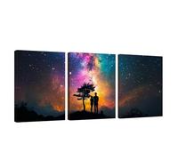 3 Piezas Marco de Madera Cuadros Decoracion Salon Modernos Parejas Lienzos Decorativos Grandes Cielo Estrellado Cuadros Decoración Dormitorios Posters para Pared Baño Restaurante Cocina 30x45cm U1-889