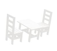 3 Piezas Mesa Comedor Casa Muñecas Sillas Juego Miniatura Cocina Material Madera Adecuado para Escena de Comedor Y Decoración Casa, Blanco, Tal como se Describe