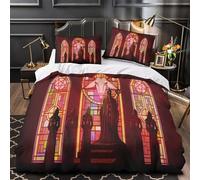 3 Piezas Microfibra de poliéster Gothic Stained Glass Funda Edredon Estampado 3D Funda Almohada Suave Dark Fantasy Funda Edredon for Ancianos Single（140x200cm）
