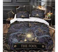 3 Piezas Microfibra de poliéster Mystical Figure Funda Edredon Estampado 3D Fundas Almohada Antibacteriana Dark Fantasy Funda Edredon for niña Single（140x200cm）