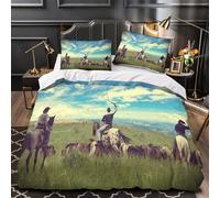 3 Piezas Microfibra de poliéster Ranchers Herding Cattle Funda Edredon Diseño 3D Cremallera Oculta Fundas Almohada Suave Western Cowboy Juego Fundas Edredón for jóvenes Super King（260x220cm）