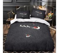 3 Piezas Microfibra de poliéster Santa Sleigh Flight Funda Edredon Diseño 3D Cremallera Oculta Fundas Almohada Suave minimalist Christmas Juego Fundas Edredón for jóvenes Super king（260x220cm）