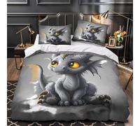 3 Piezas Microfibra Impresión 3D Cute Dragon Baby Juego Fundas Edredón Diseño 3D Fundas Almohada Antialérgica Fantasy Coon Funda de Edredón for Adolescentes Super King（260x220cm）
