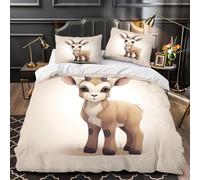 3 Piezas Microfibra Impresión 3D Cute Goat Baby Funda de Edredón Impresión 3D Funda Almohada Antibacteriana Coon Animal Juego Fundas Edredón Cremallera Oculta for familia Super king（260x220cm）