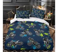3 Piezas Microfibra Impresión 3D Motocross Riders Funda de Edredón Impresión 3D Funda Almohada Antibacteriana Dynamic Action Juego Fundas Edredón Cremallera Oculta for familia Double（200x200cm）