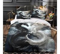 3 Piezas Microfibra Impresión 3D Mythical Dragons Funda de Edredón Cremallera Oculta Fundas Almohada Suave Fantasy Juego Fundas Edredón for jóvenes King（220x240cm）