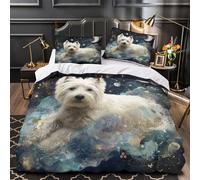 3 Piezas Microfibra Impresión 3D West Highland White Terrier Juego Fundas Edredón Diseño 3D Fundas Almohada Antialérgica Fantasy Cosmic Funda de Edredón for Adolescentes Single（140x200cm）